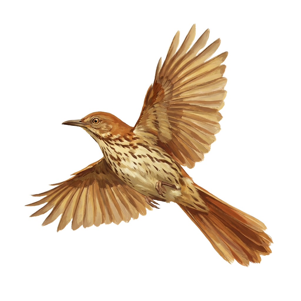 Brown thrasher in flight (Georgia state bird)