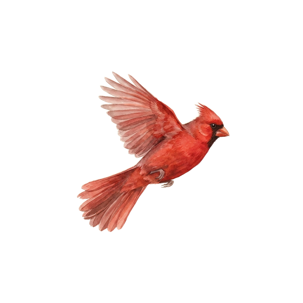 Northern cardinal in flight