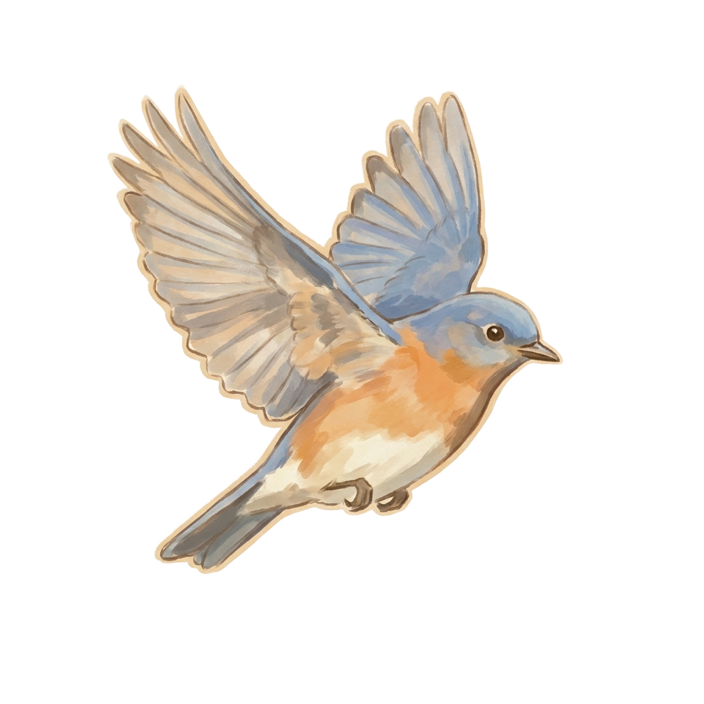 Eastern bluebird in flight, the New York state bird