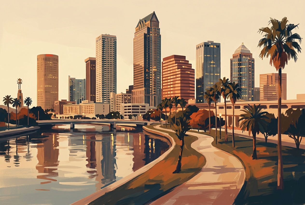 Tampa skyline on the Riverwalk